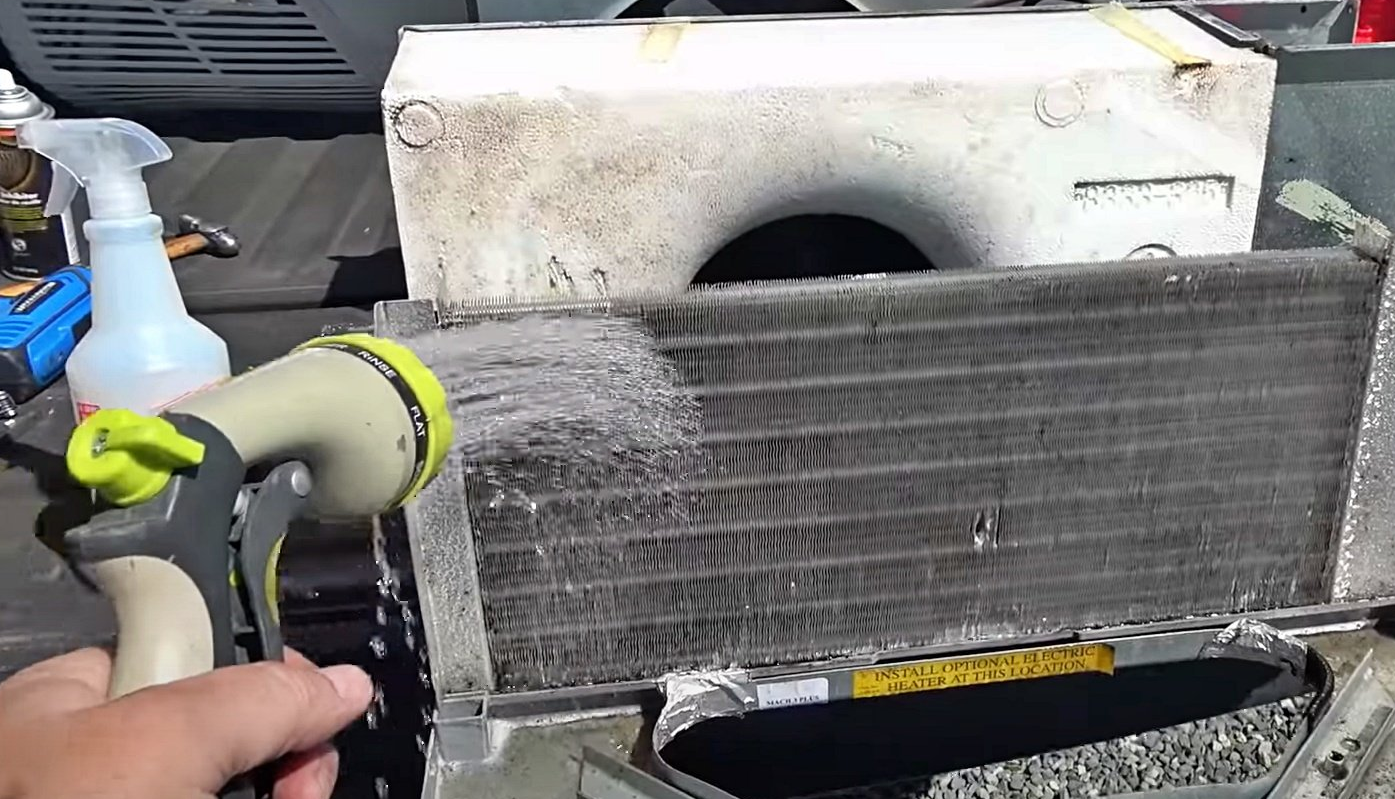 RV rooftop AC maintenance and coil cleaning